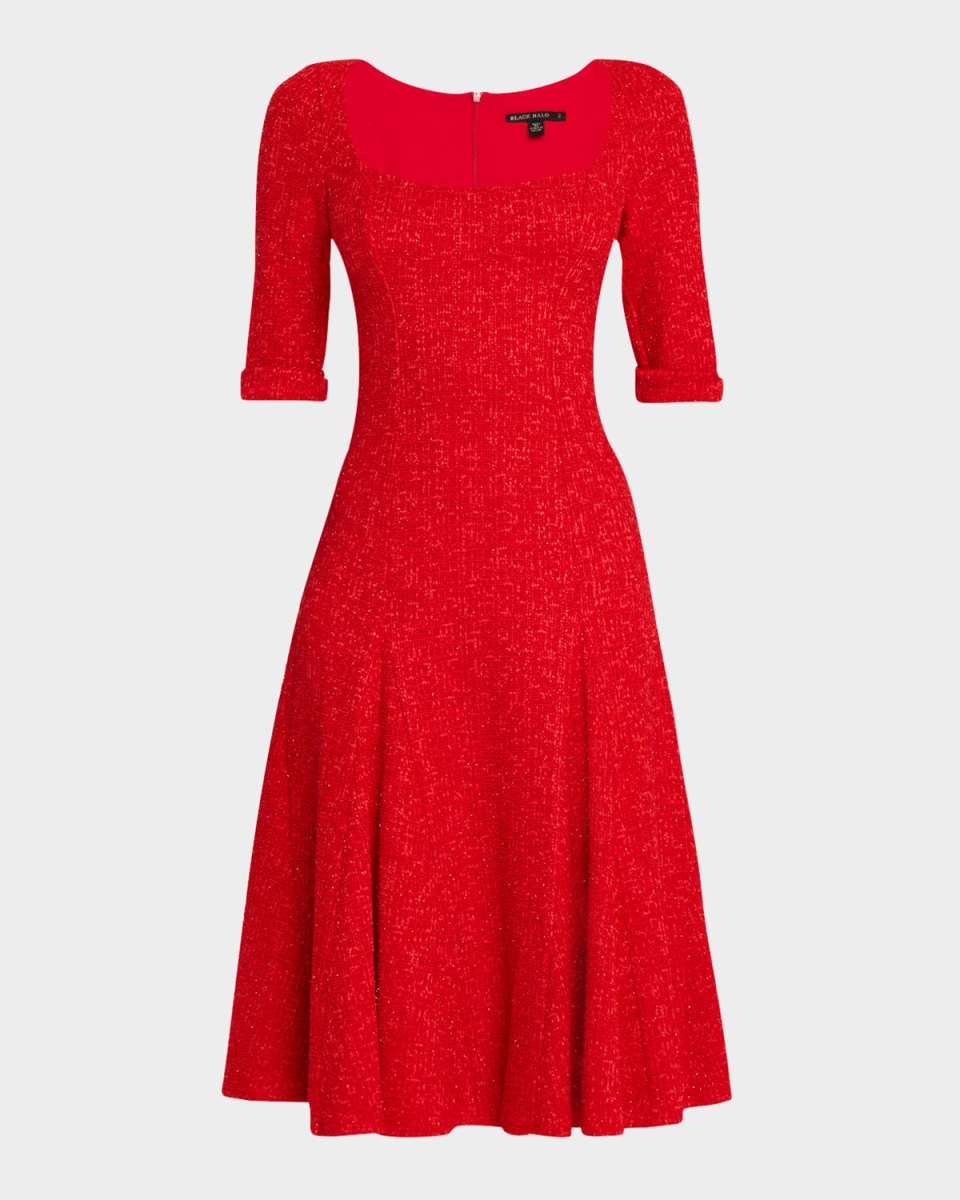 Norina Godet Shimmer Tweed Dress